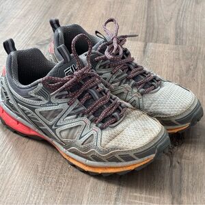 Fila Women's Gray and Orange Trail Running Shoes